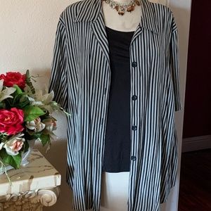 Plus size short sleeve blouse with built-in tank